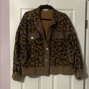 White Birch Leopard Print Jean Jacket